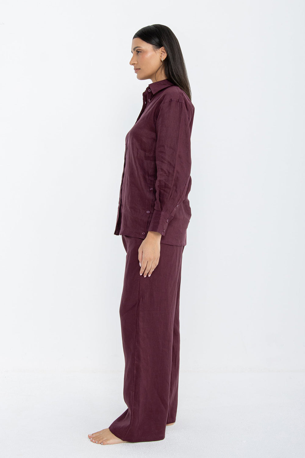Mulberry Wine Linen Relaxed Co-Ord Set