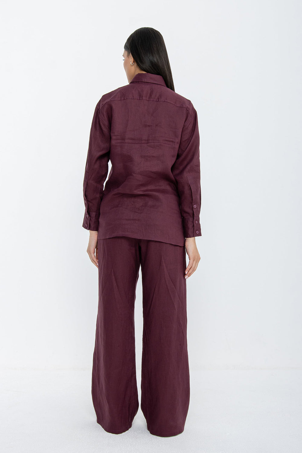 Mulberry Wine Linen Relaxed Co-Ord Set