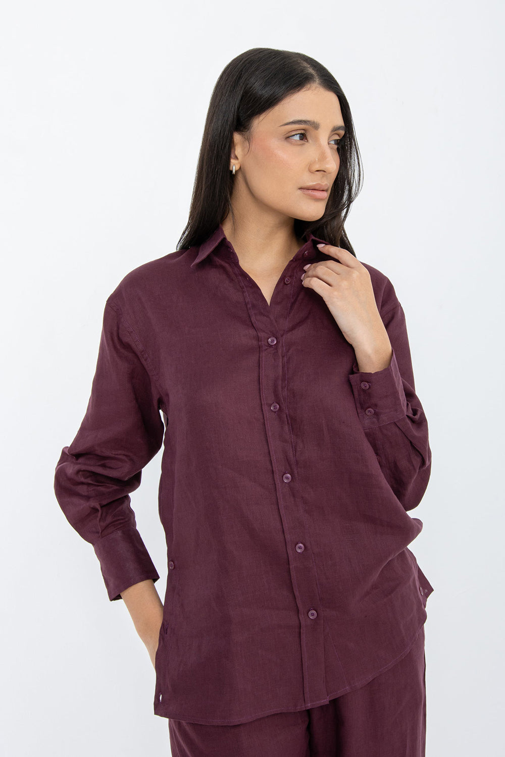 Mulberry Wine Linen Relaxed Co-Ord Set