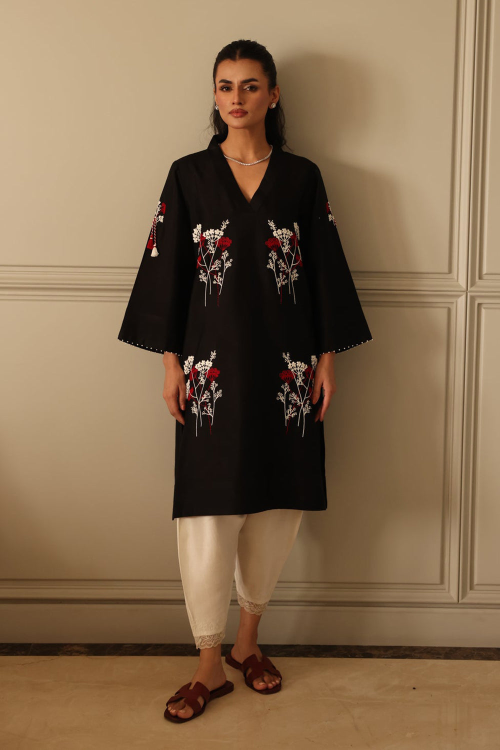Noir Bloom Embroidered Kurta Set
