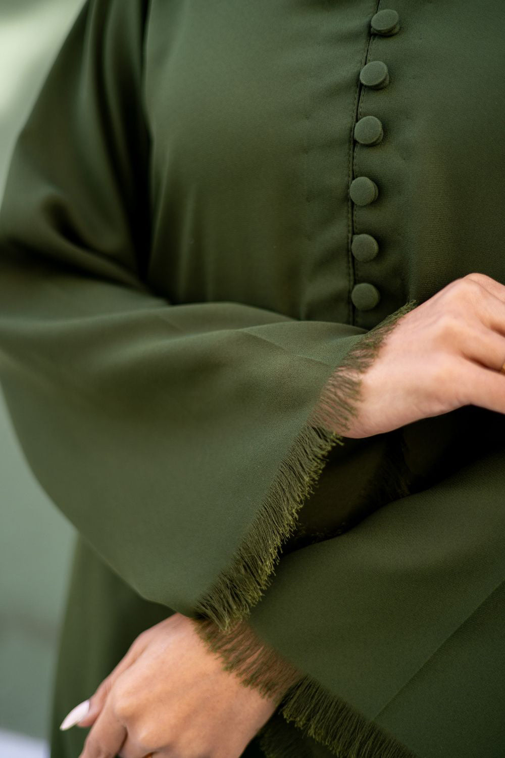 Olive Moss Button Kurta Set
