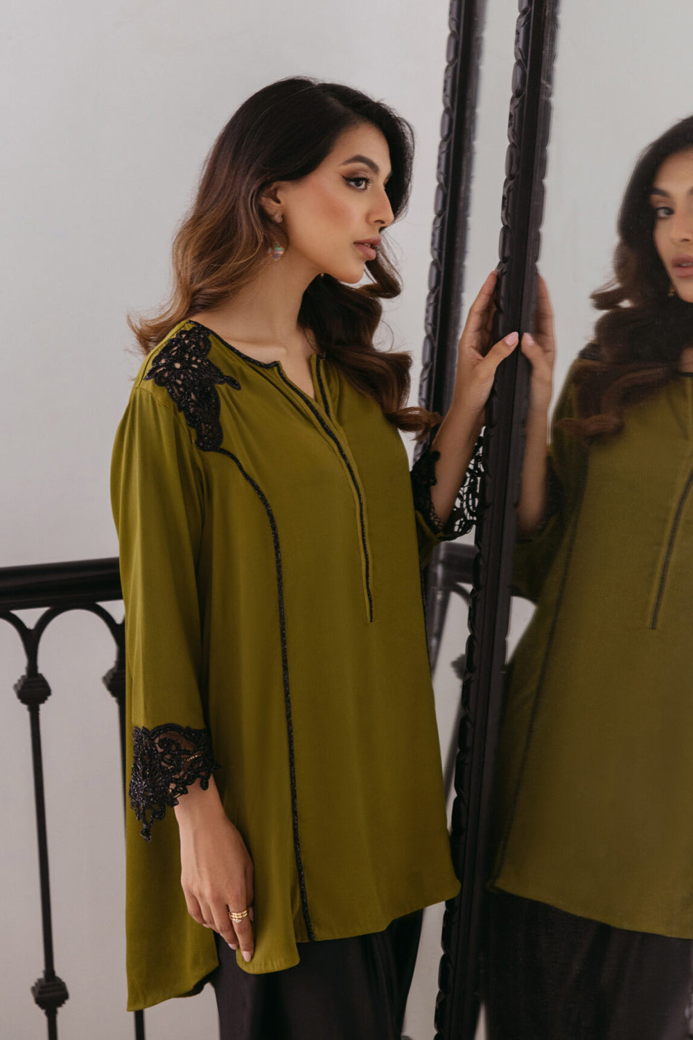 Olive Women Crepe Co-ord Set