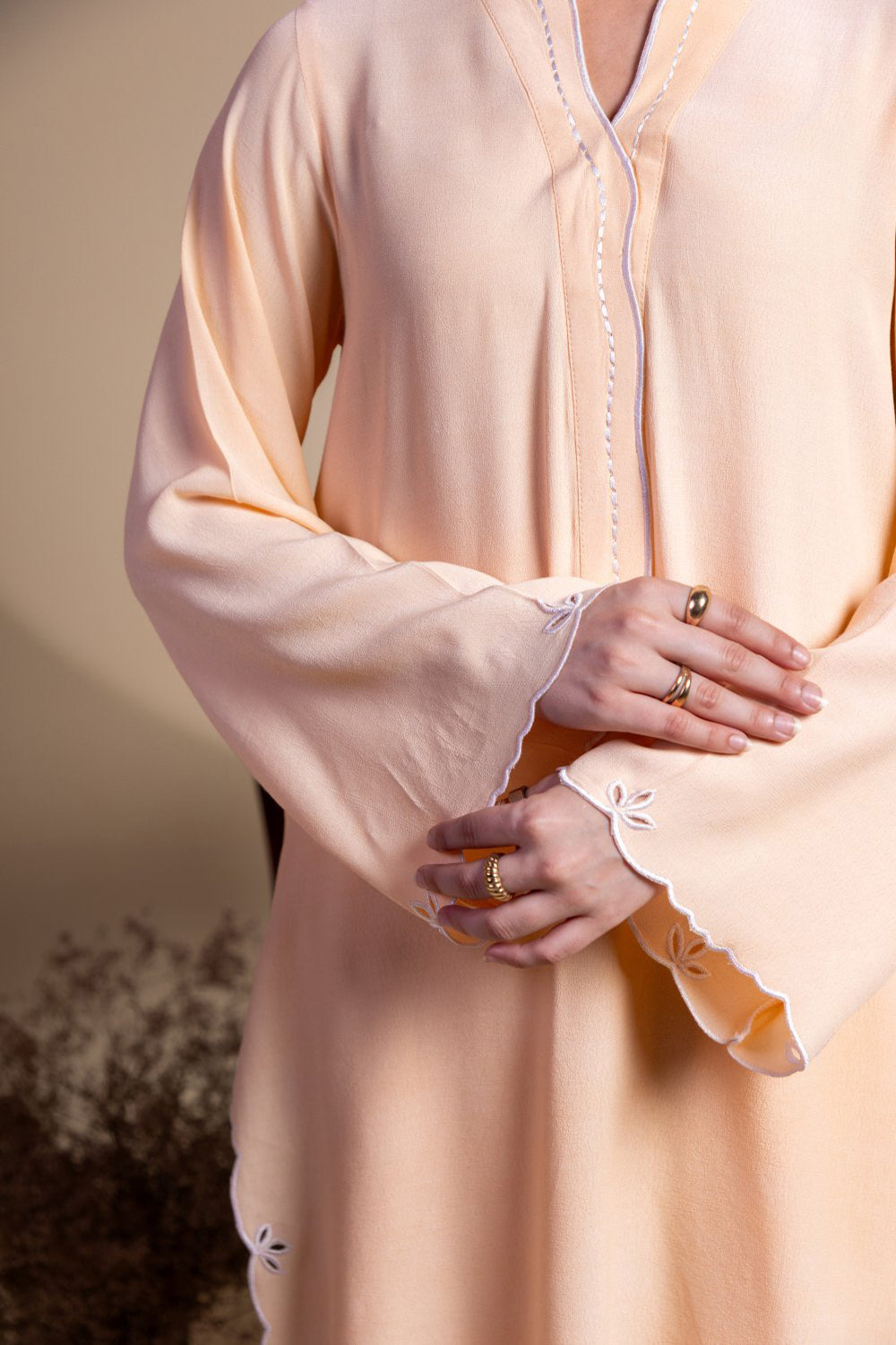Peach Scallop Detail Kurta Set