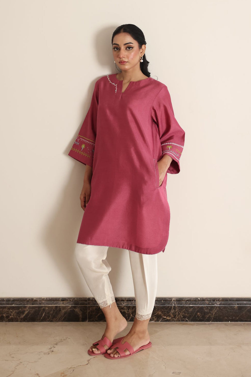 Rustic Rose Handwork Kurta