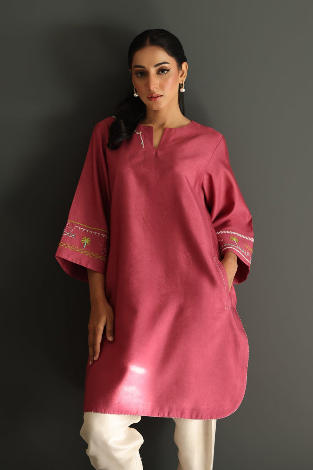 Rustic Rose Handwork Kurta