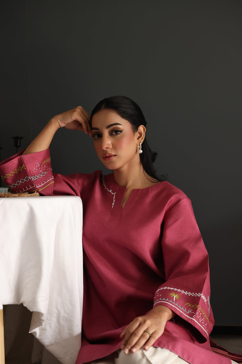 Rustic Rose Handwork Kurta