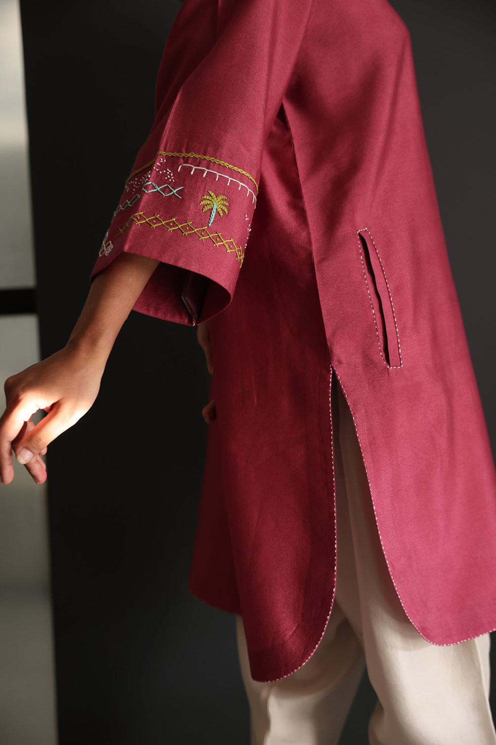 Rustic Rose Handwork Kurta