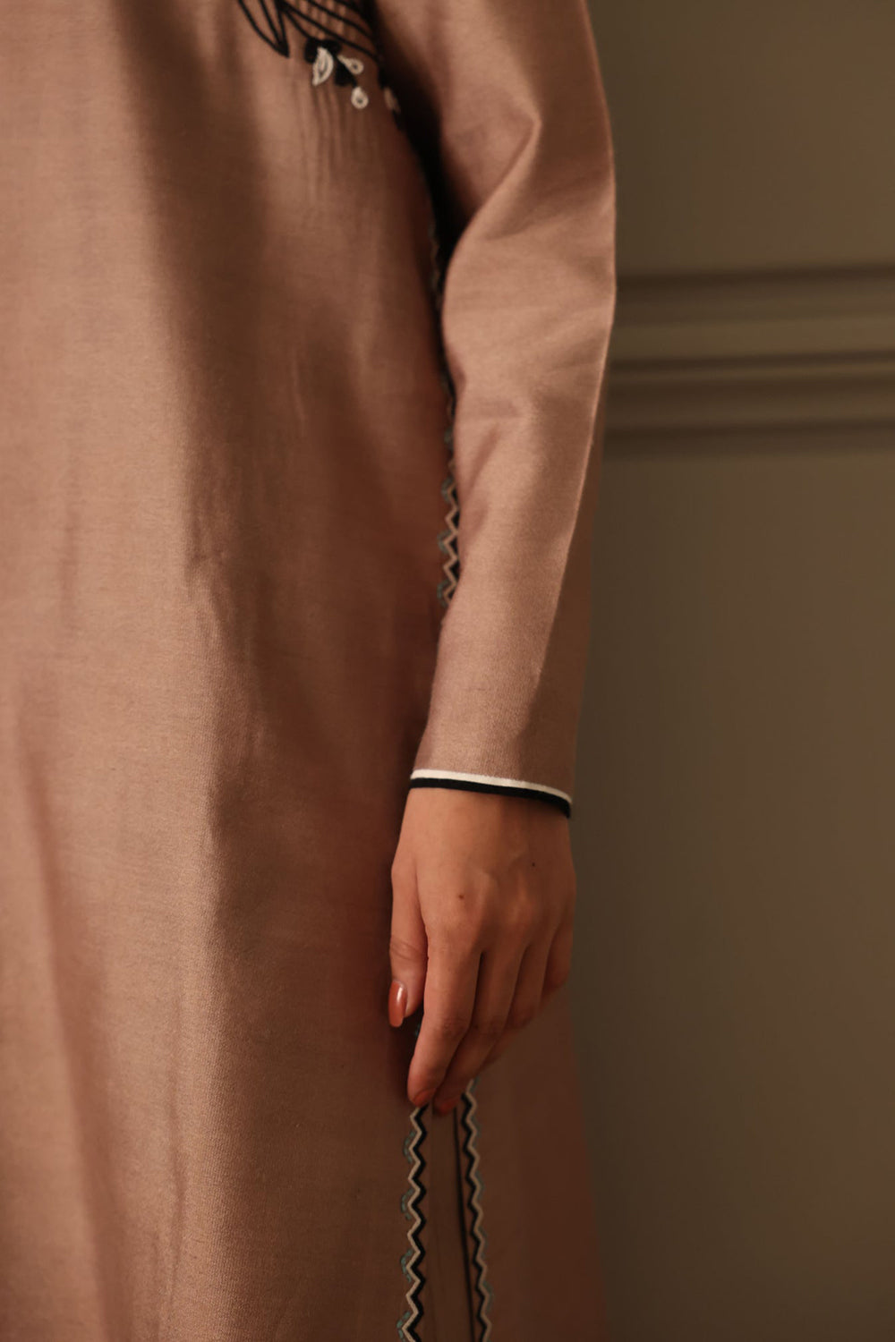 Sandstone Kurta with Botanical Accents
