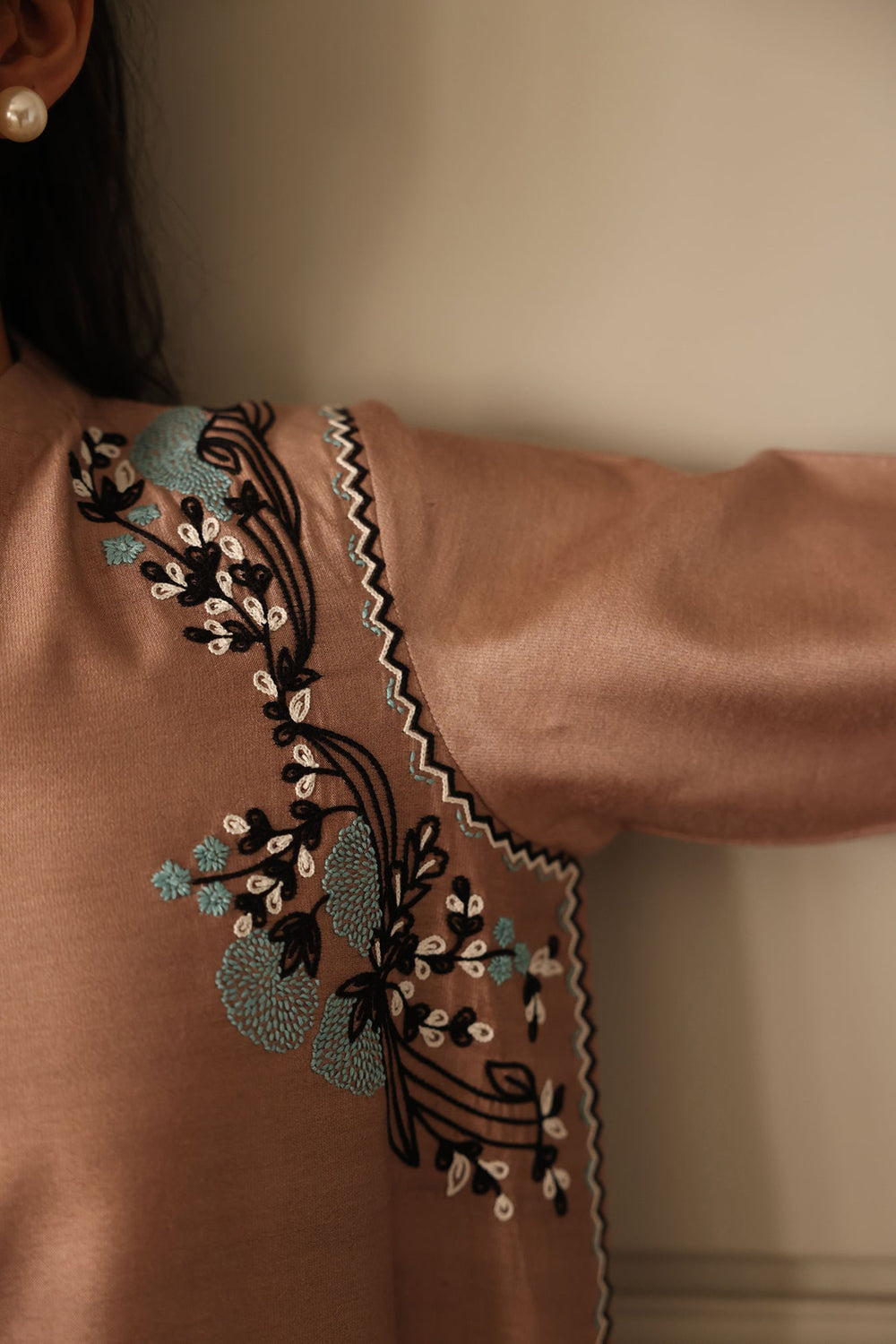Sandstone Kurta with Botanical Accents