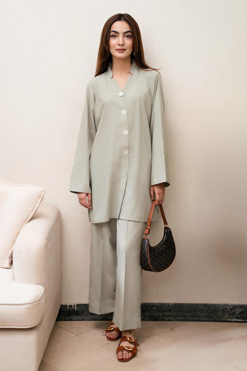 Stone Veil Cotton Tunic Co-Ord Set