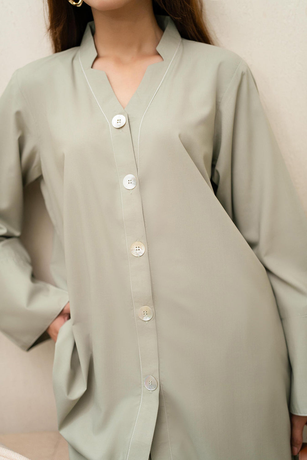 Stone Veil Cotton Tunic Co-Ord Set