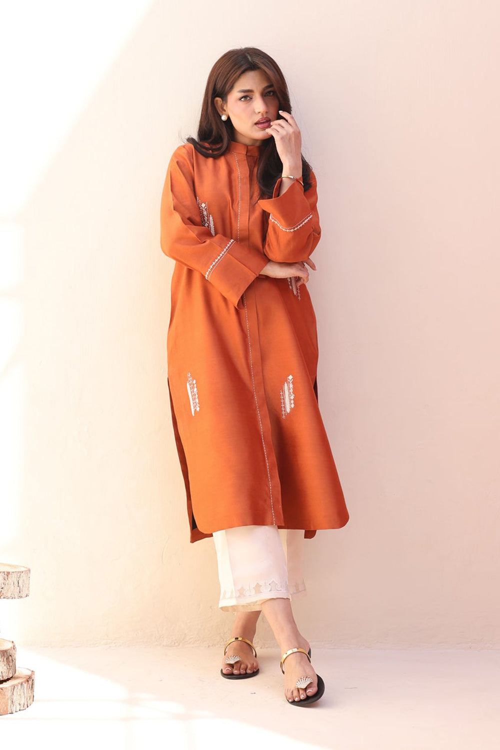 Sunset Orange Straight Kurta Set