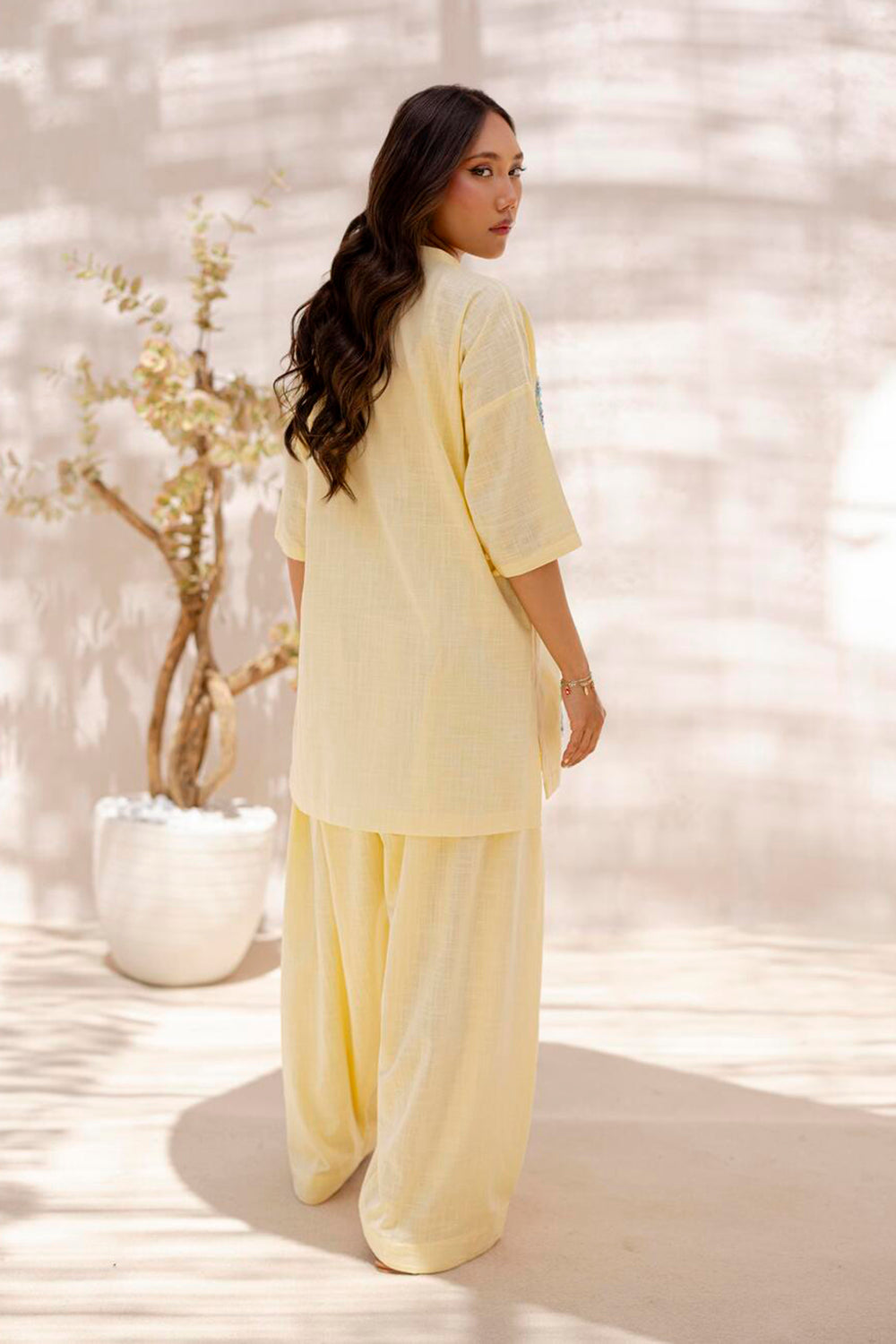 Women Lemon Yellow Embroidered Kurta Set with Salwar