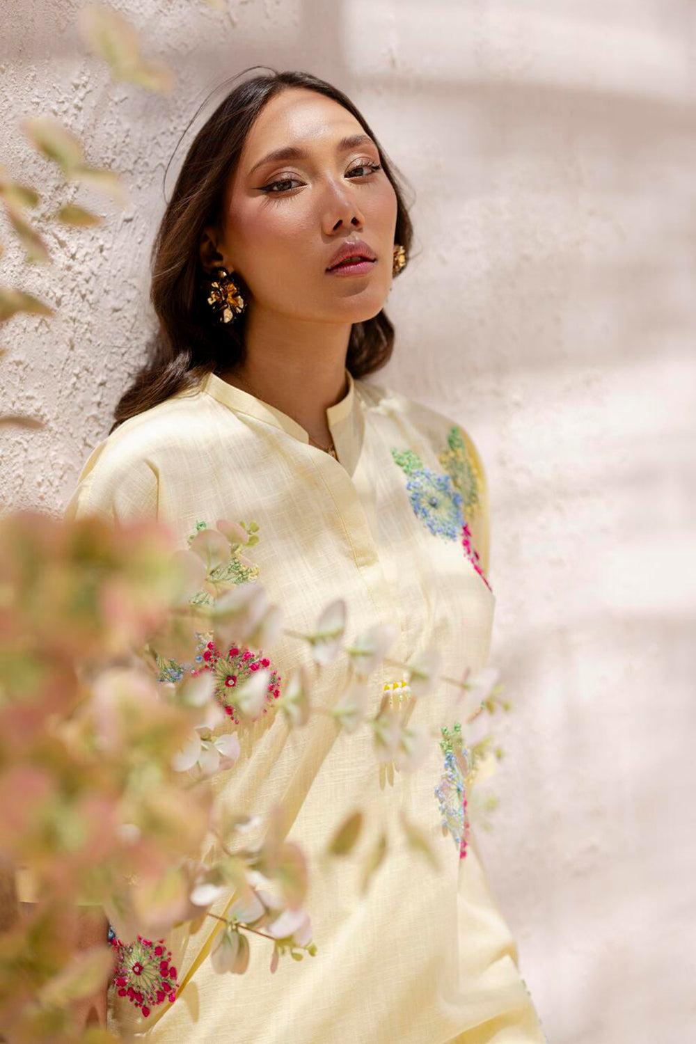 Women Lemon Yellow Embroidered Kurta Set with Salwar