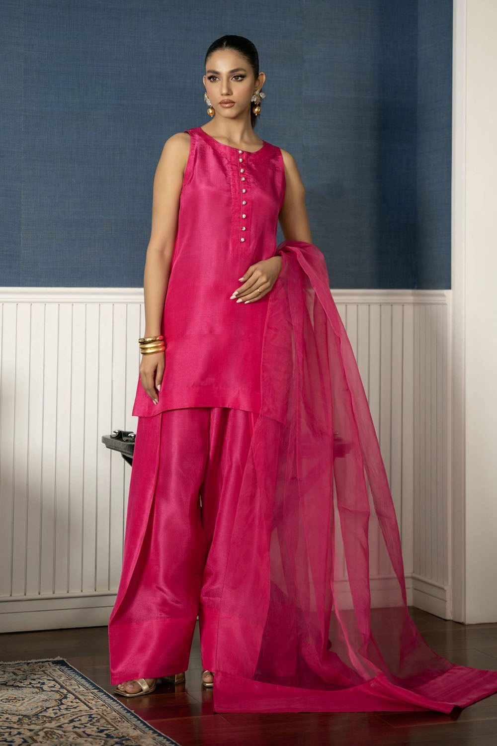 Magenta solid Farshi Salwar Set