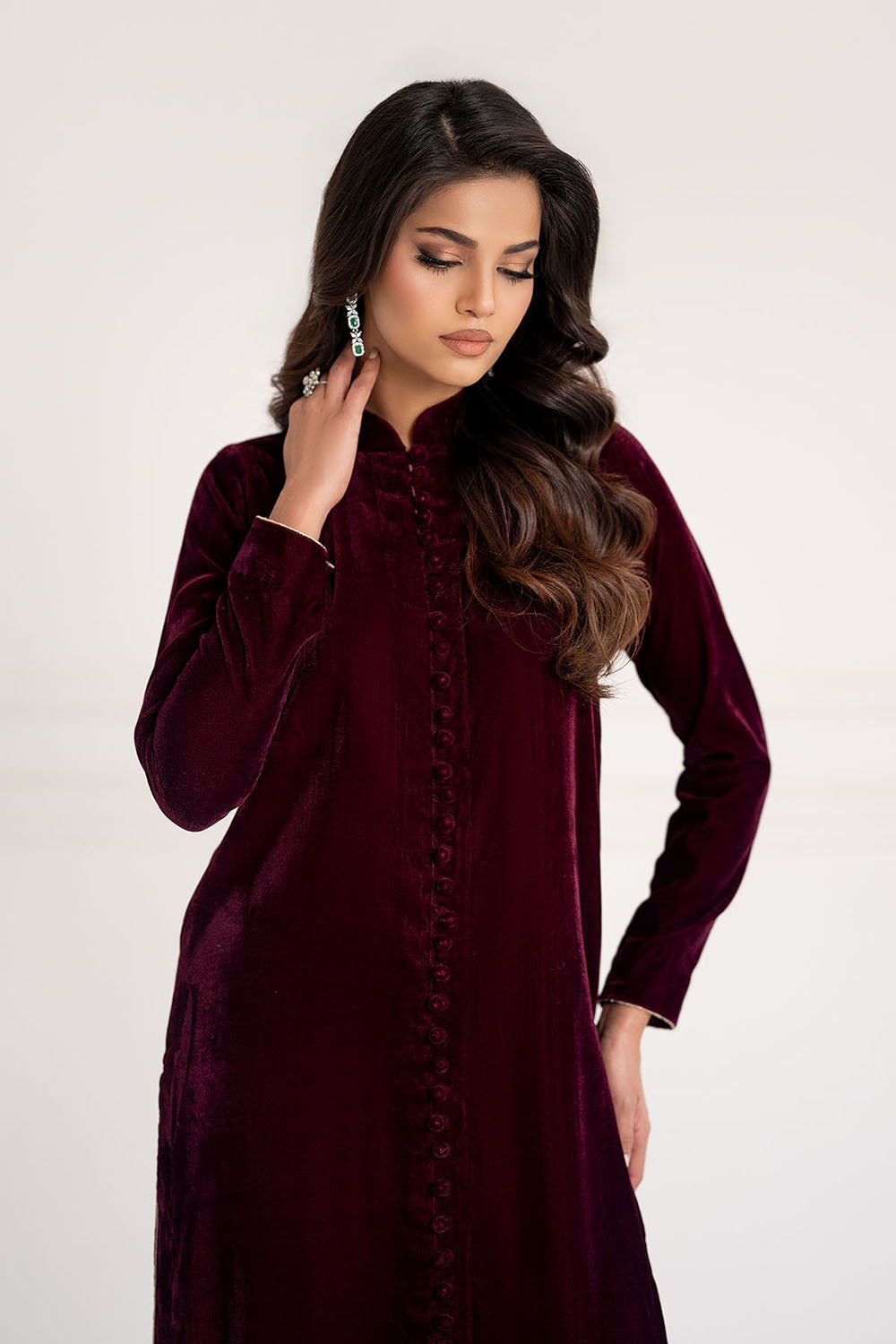 Maroon Luxe Velvet Suit Set