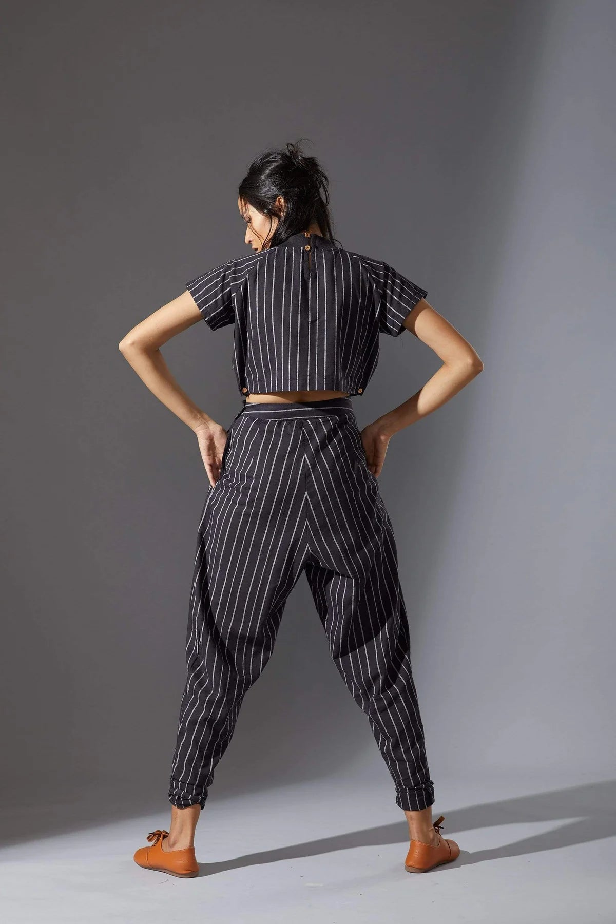 Ribbed Stoka Black Striped Set with Pants