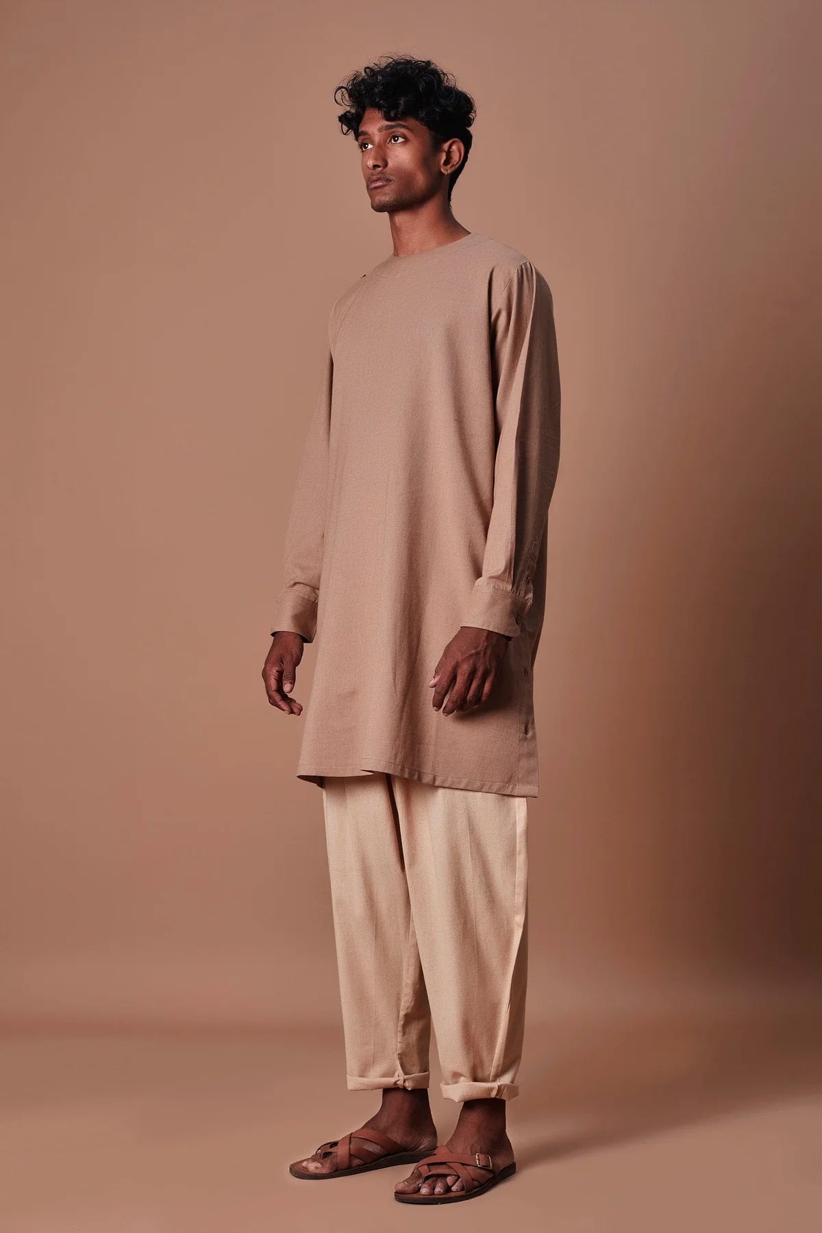 Men's Brown Side Buttoned Kurta