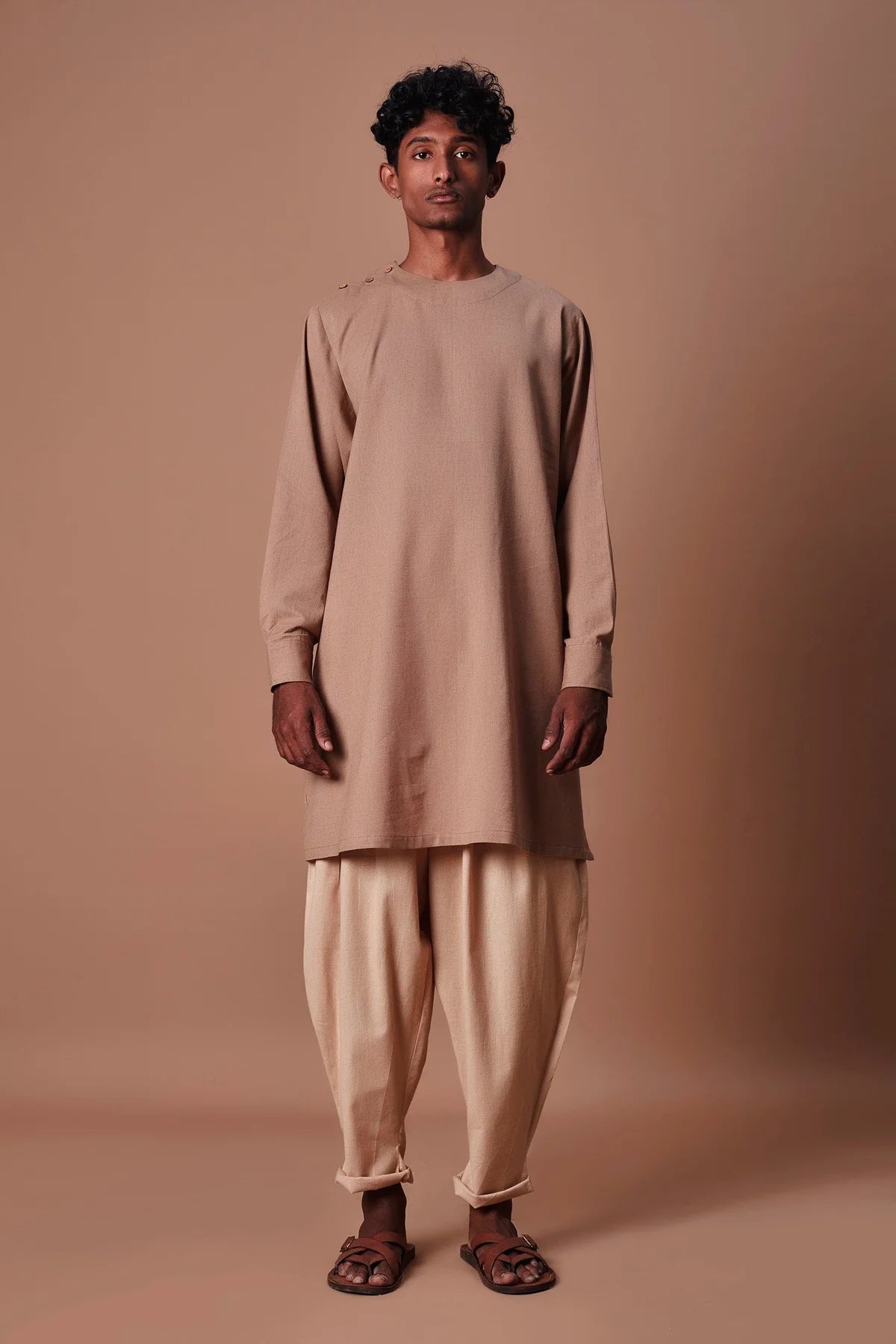 Men's Brown Side Buttoned Kurta