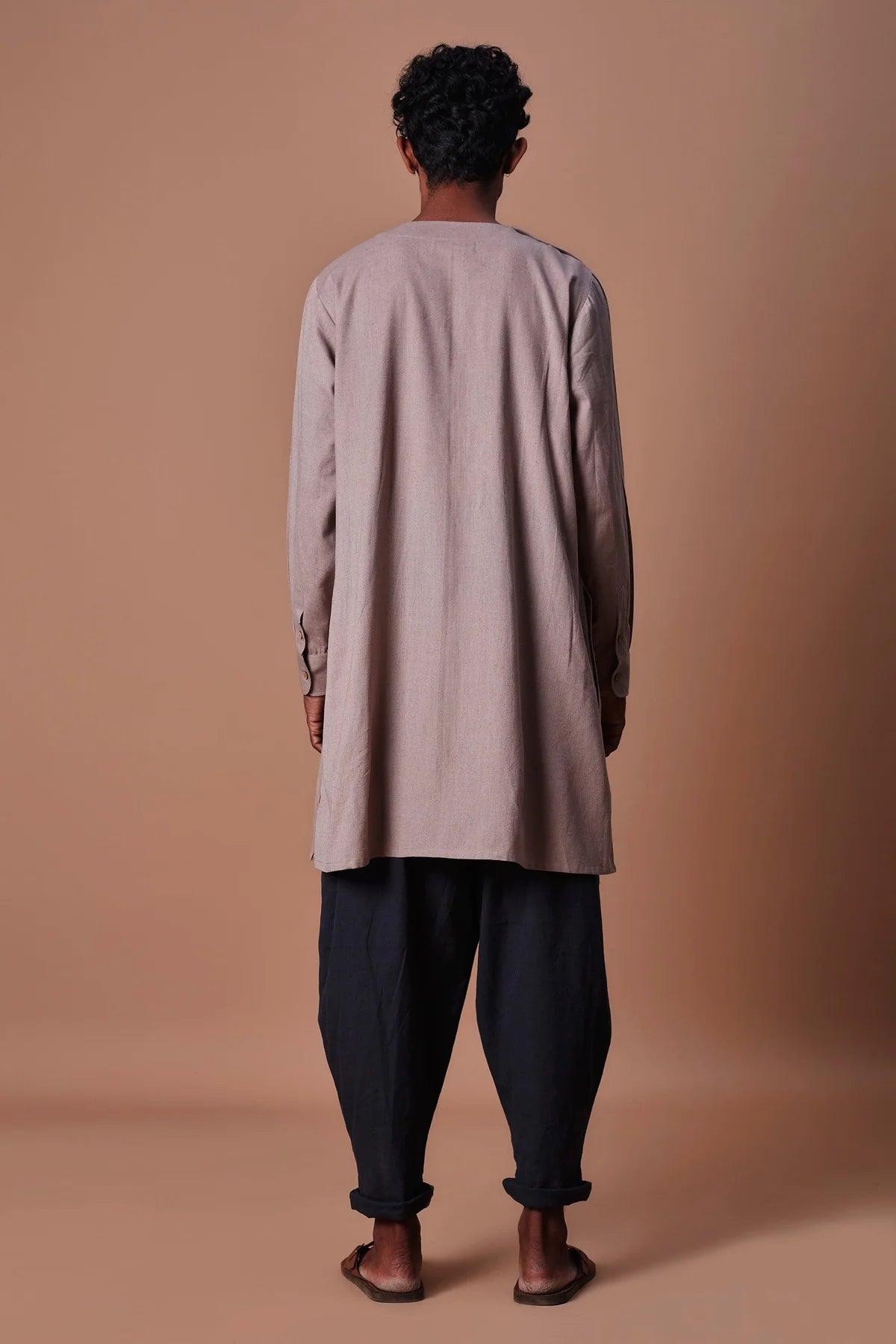 Men's Grey Side Buttoned Kurta