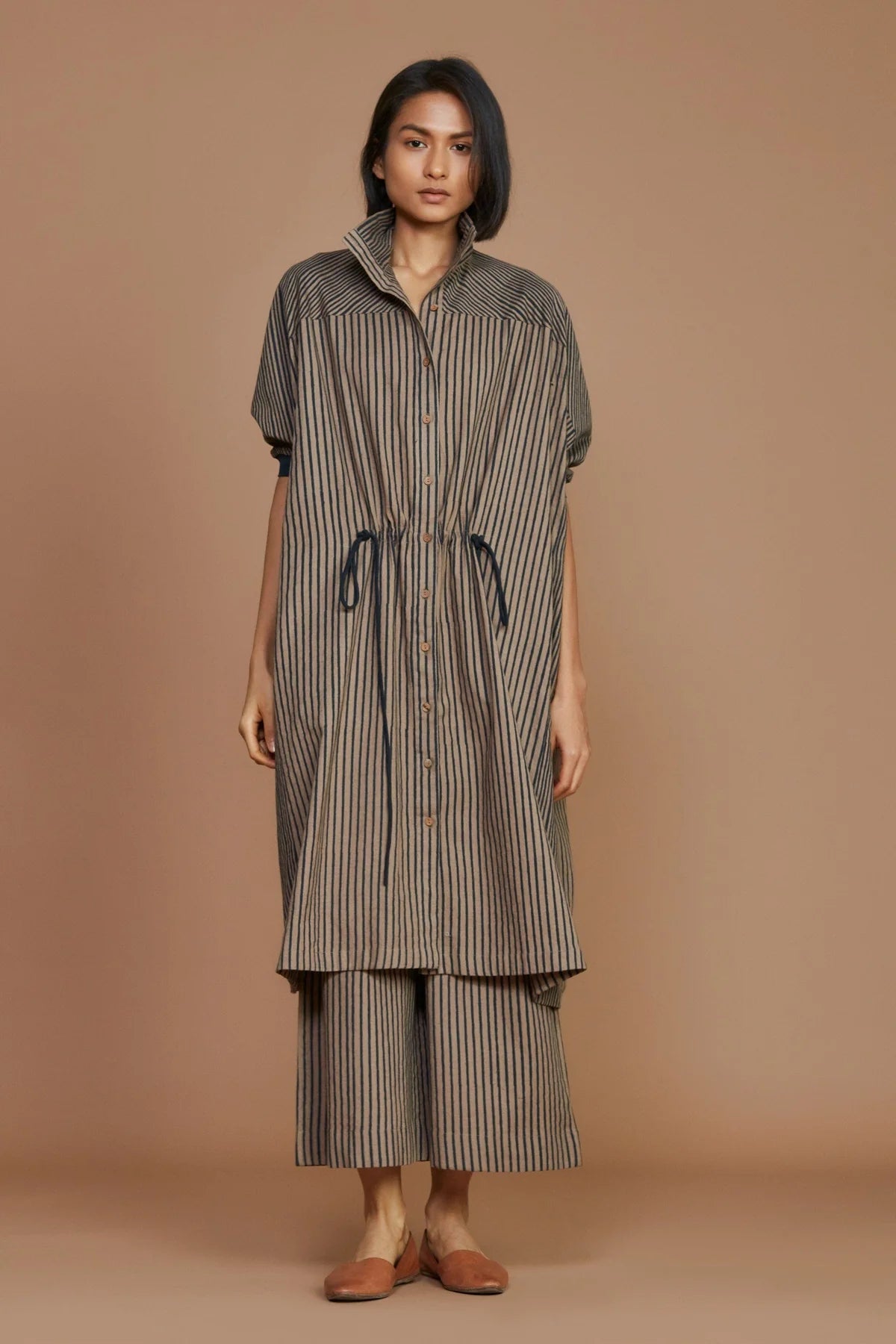 Ivory With Mauve Striped Kaftan Dress