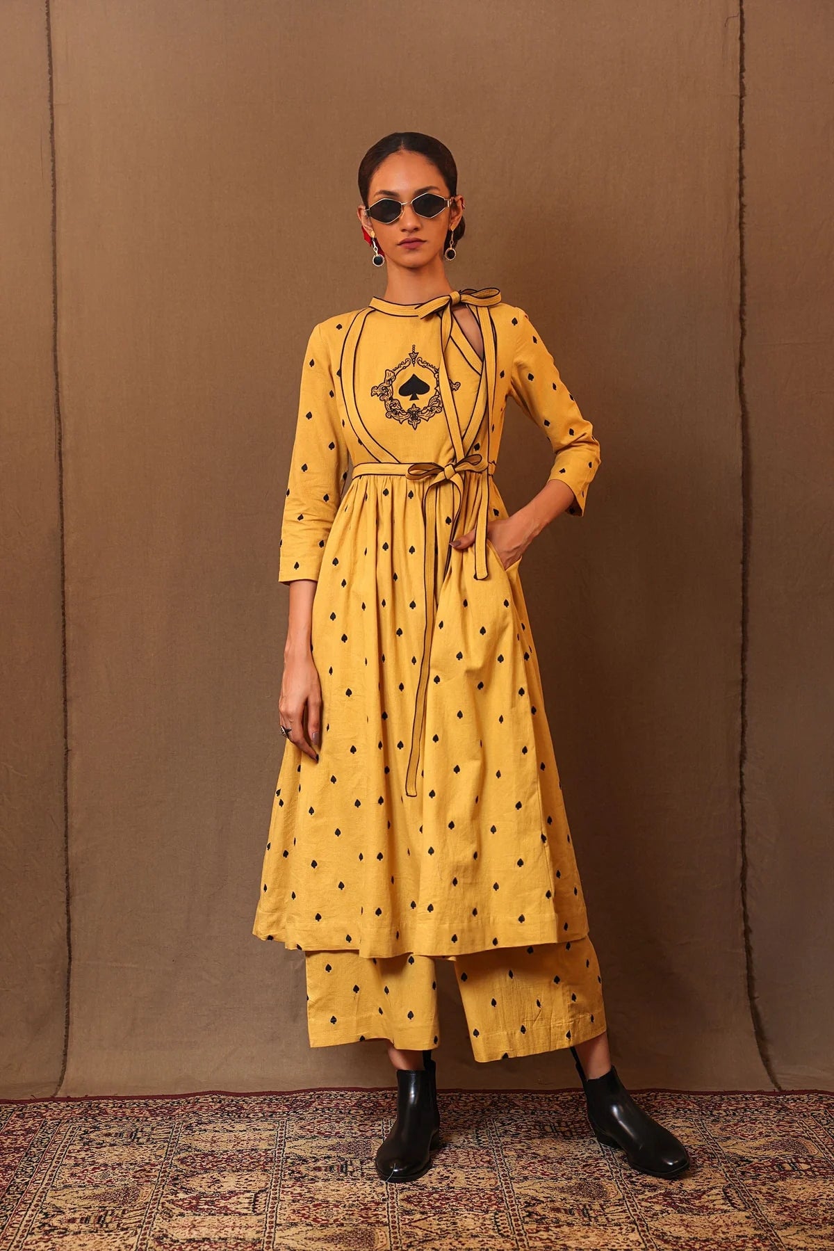 Mustard Spade EMB Rakha Tunic Set (2 PCS)