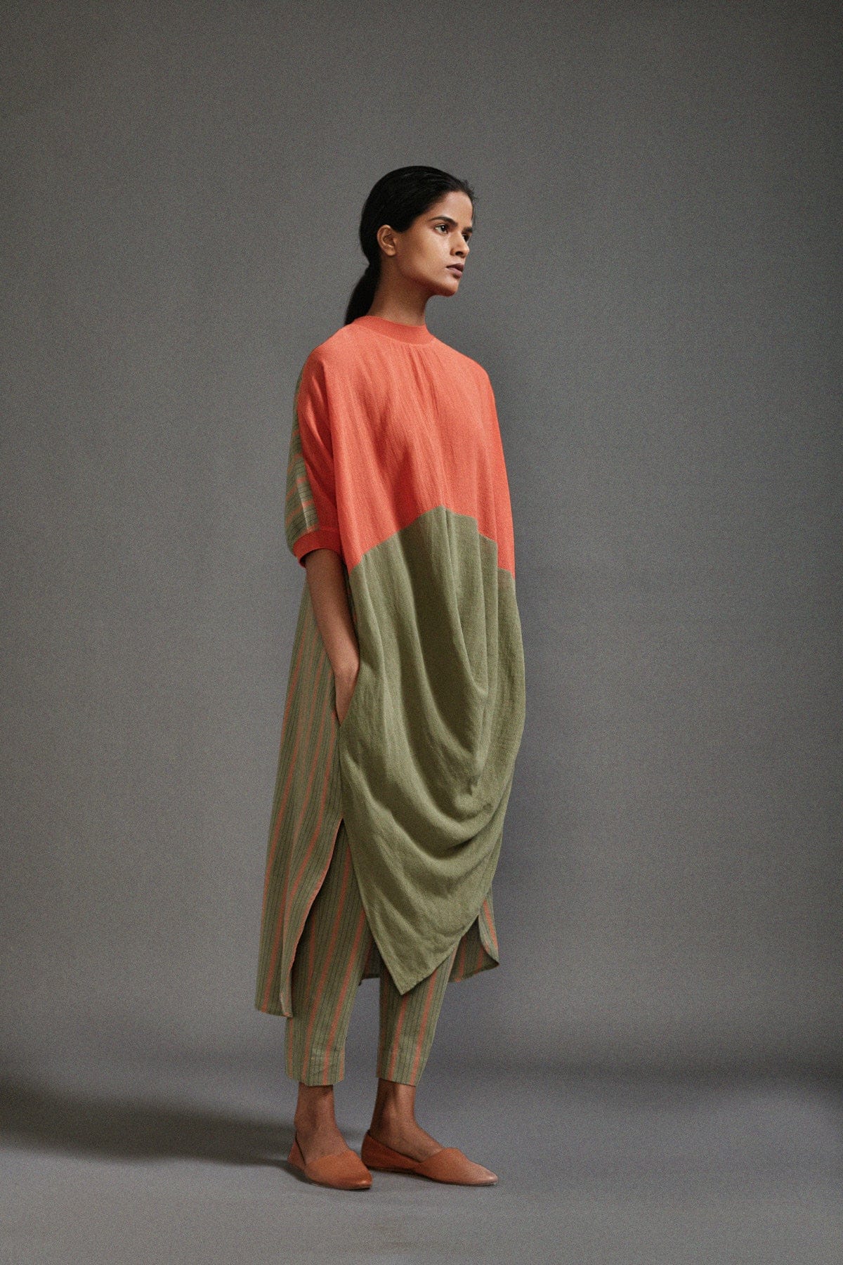 Rust & Green CB Cowl Tunic