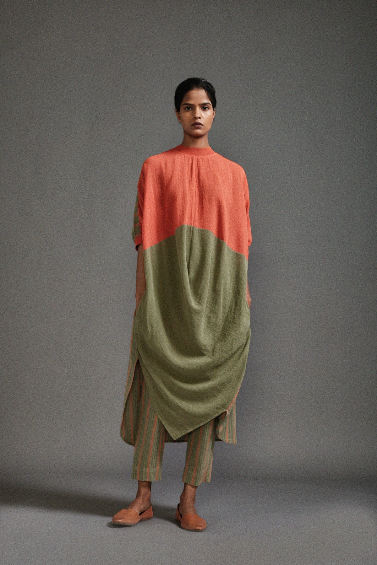 Rust & Green CB  Cowl Tunic Set