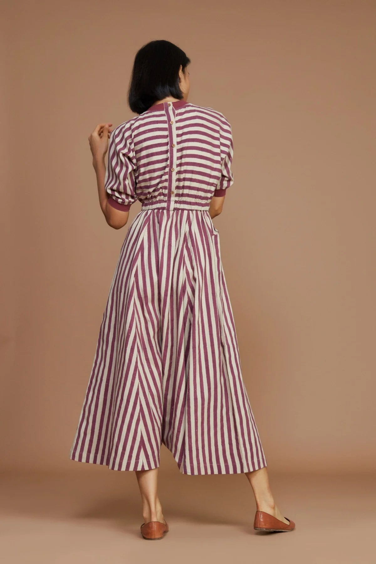 Ivory and Mauve Striped Sphara Jumpsuit