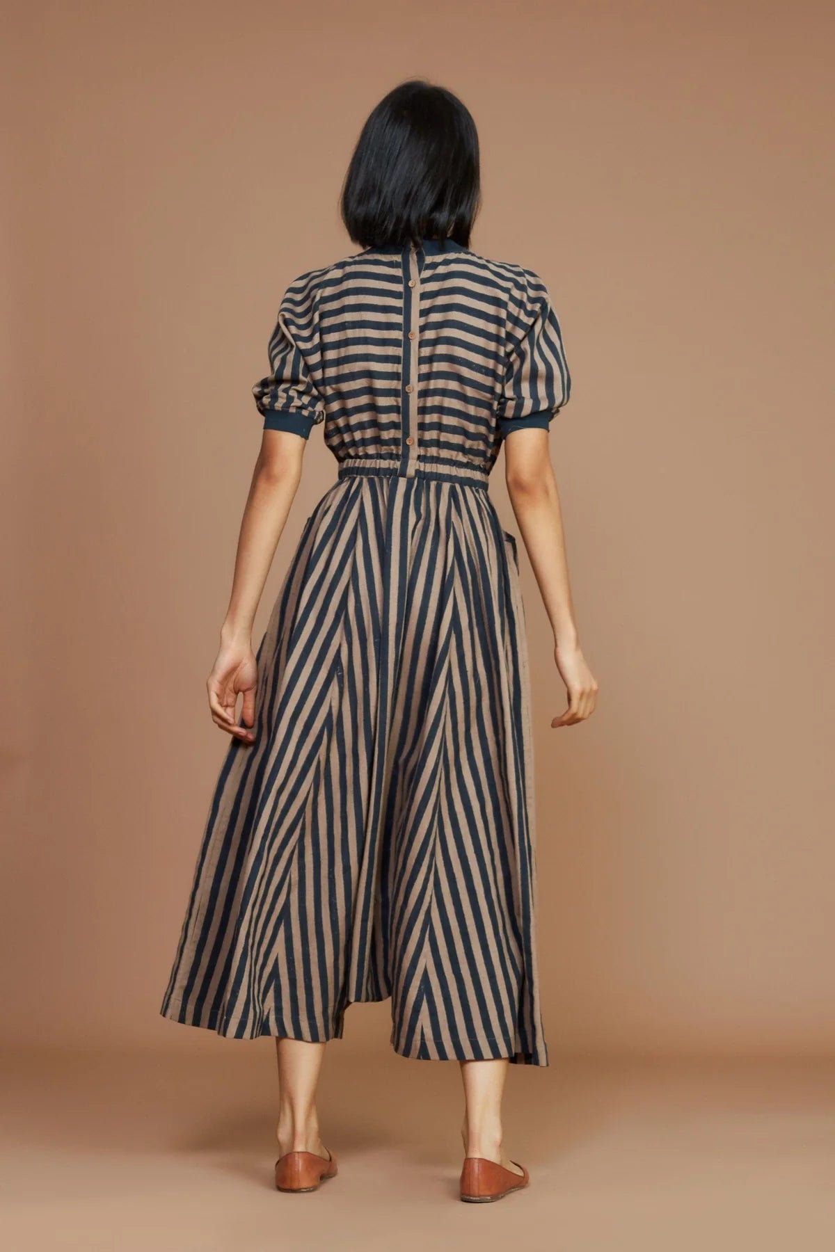 Brown and Charcoal Striped Sphara Jumpsuit