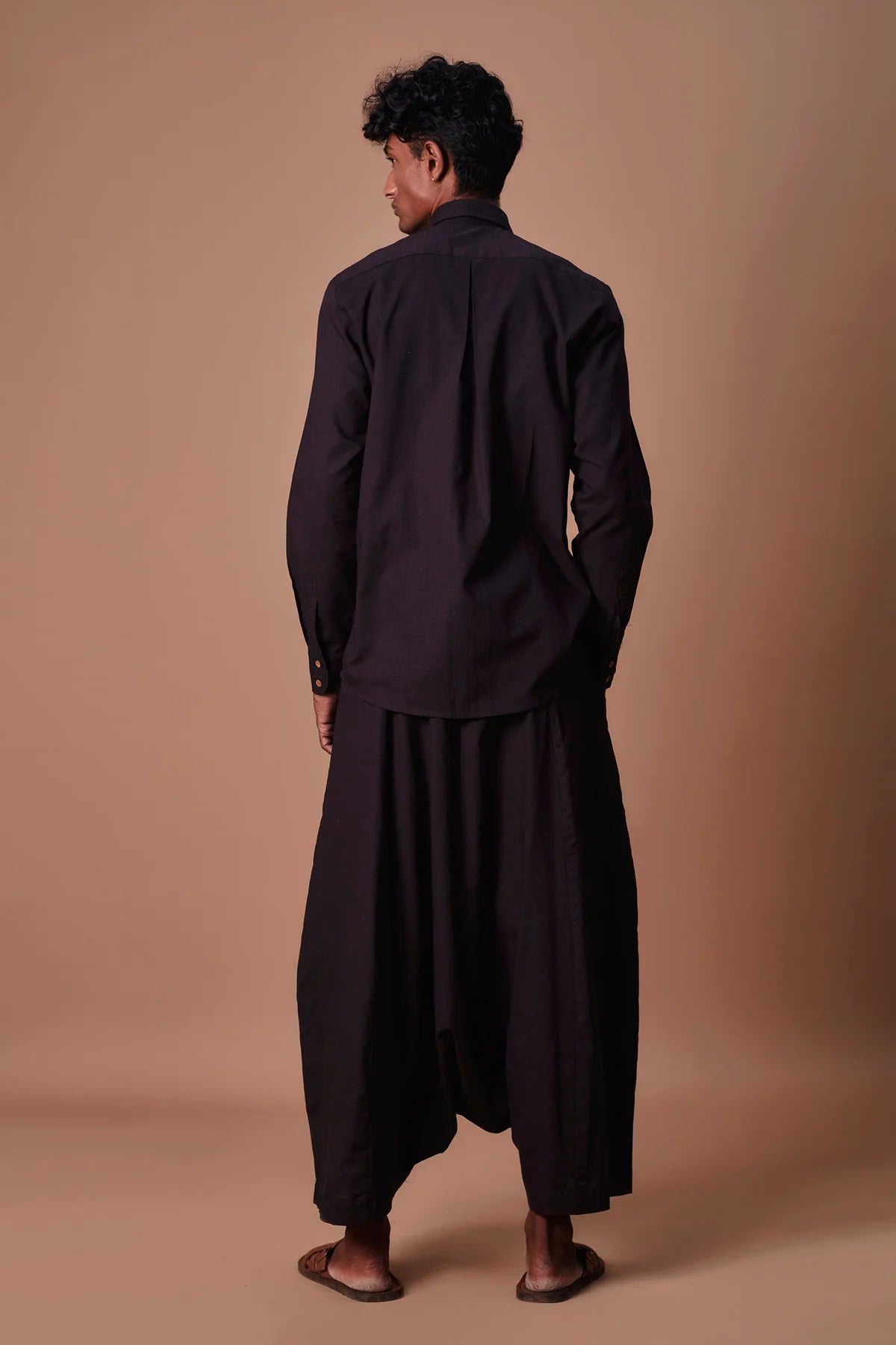 Black Double Buttoned Shirt & Harem Pant Set (2 PCS)