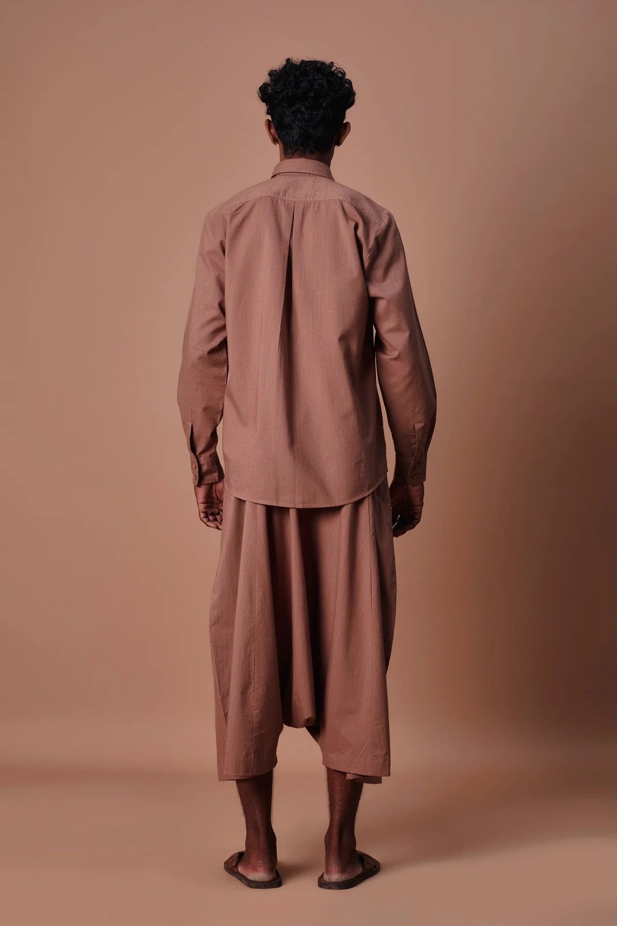 Brown Double Buttoned Shirt & Harem Pant Set (2 PCS)