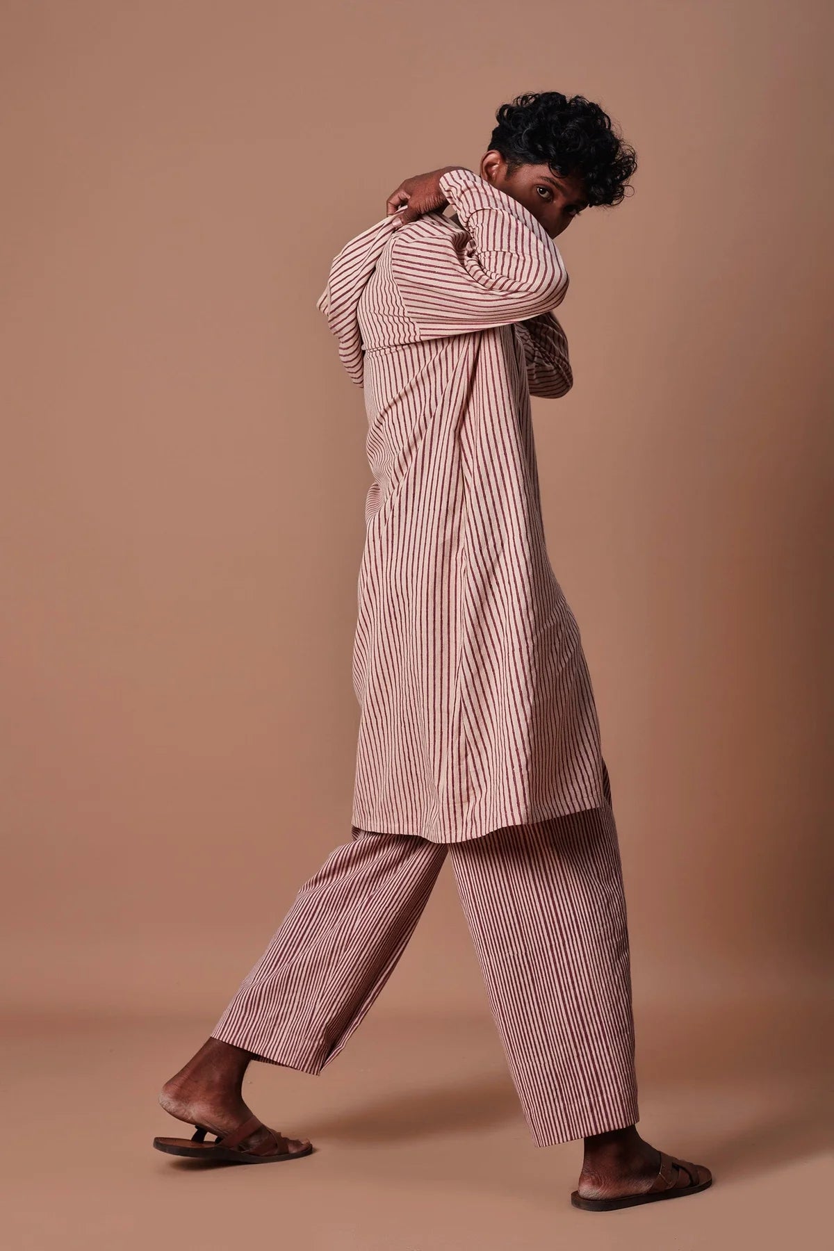 Men's Mauve Striped Trousers