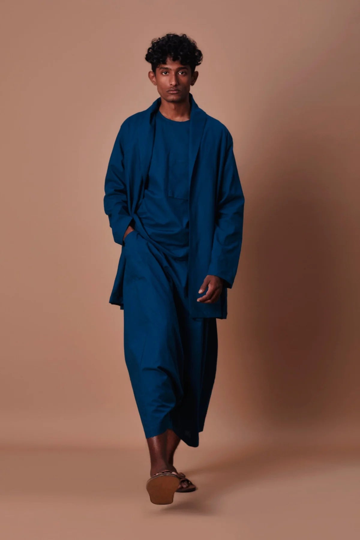 Teal Blue Cross Pocket Top, Jacket & Harem Set (3 PCS)
