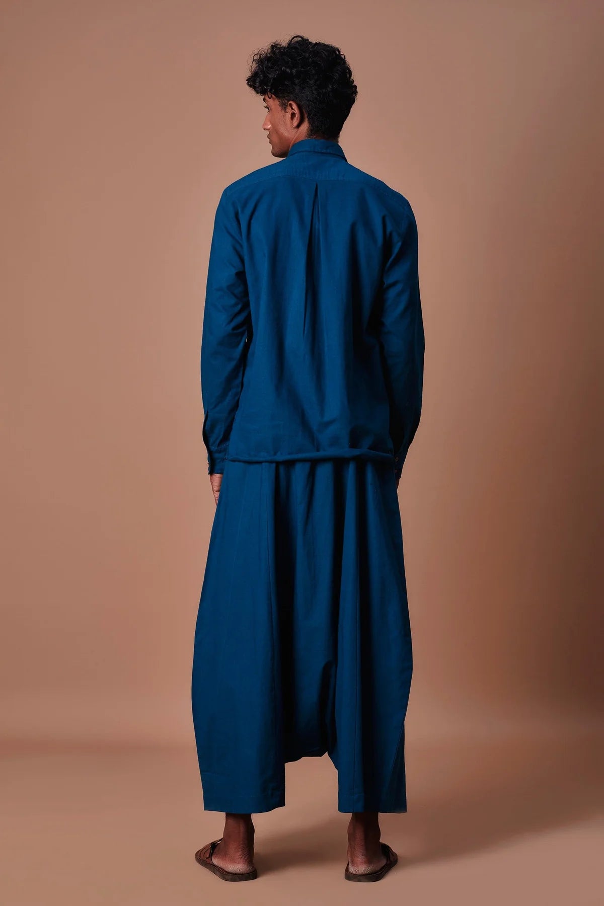 Teal Blue Double Buttoned Shirt & Harem Pant Set (2 PCS)