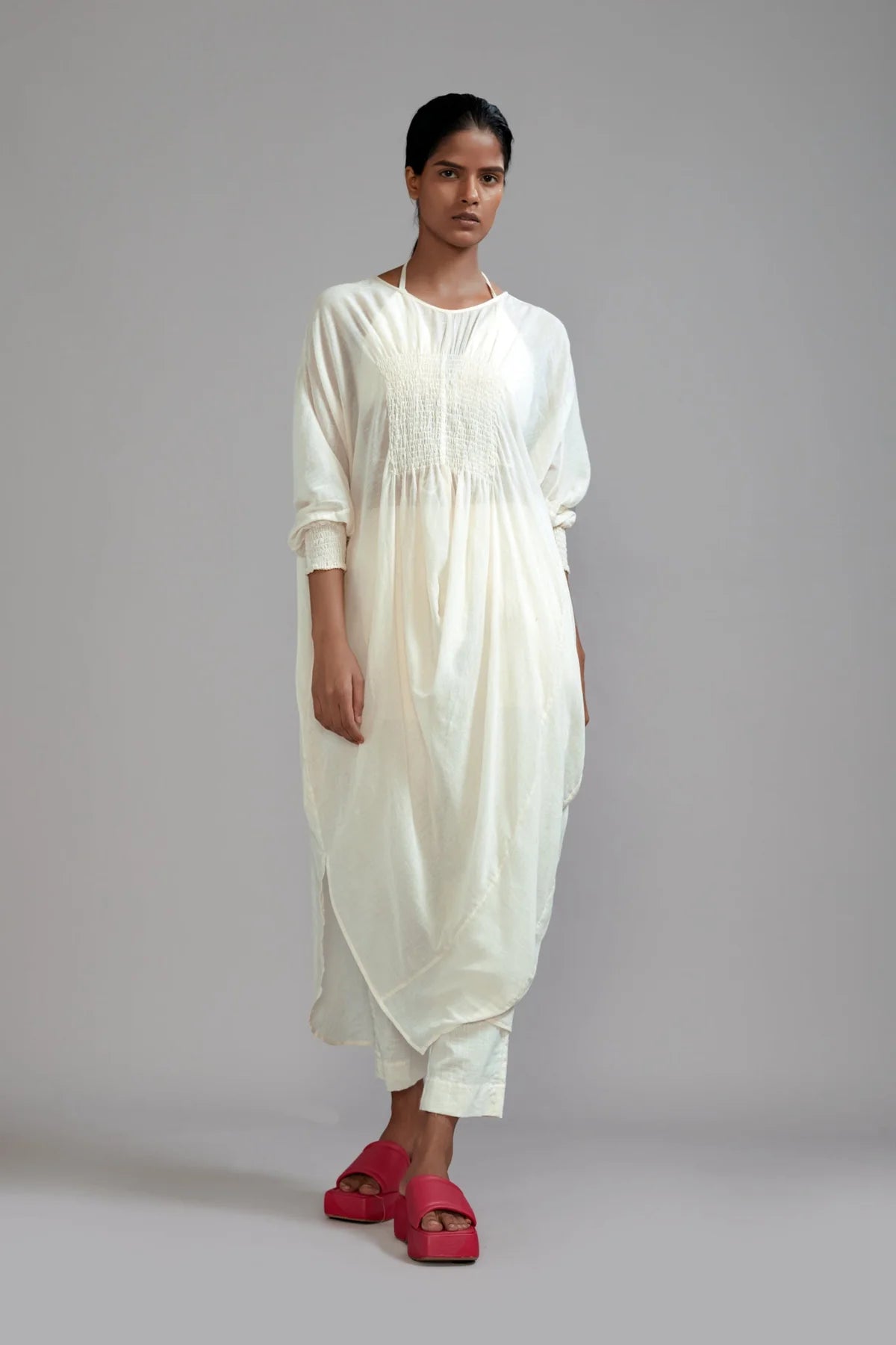 Off-White Smocked Cowl Tunic