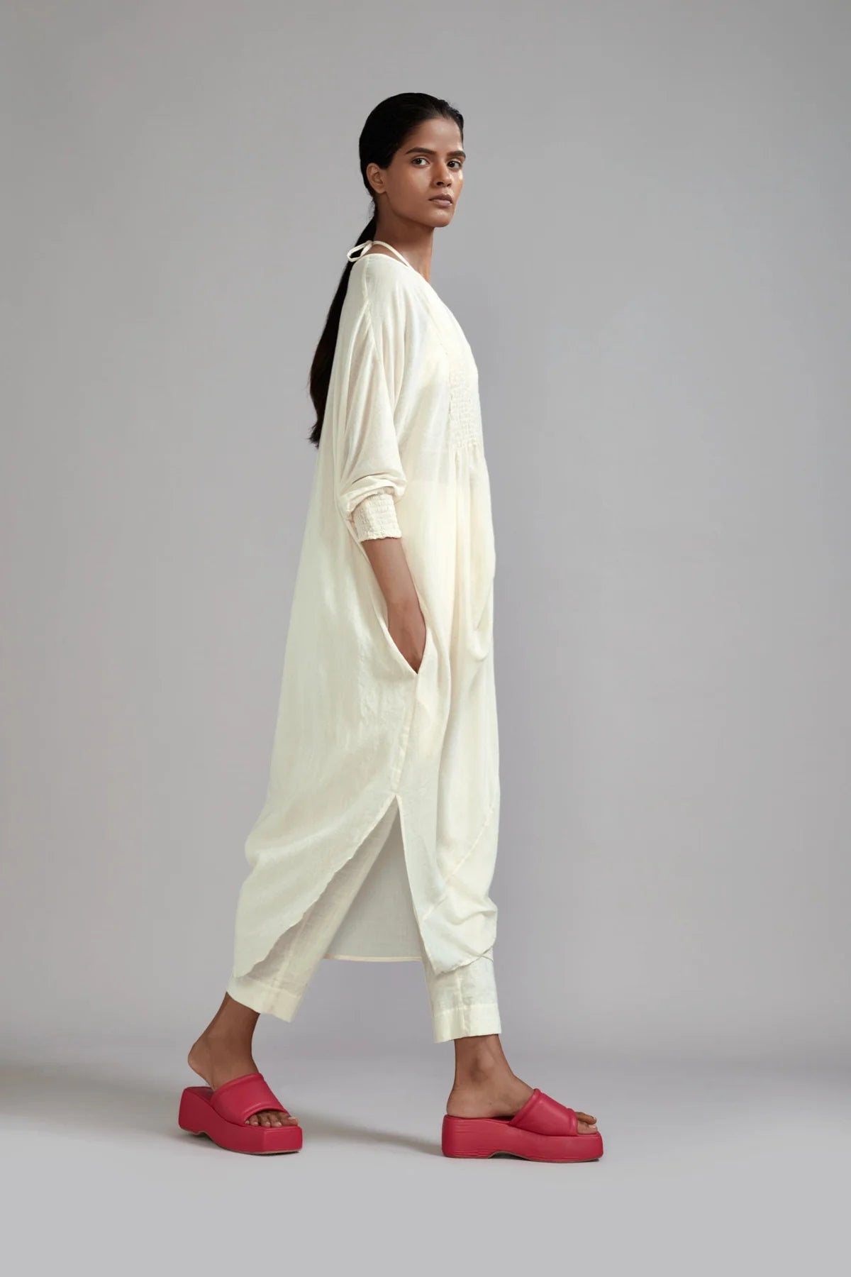 Off-White Smocked Cowl Tunic
