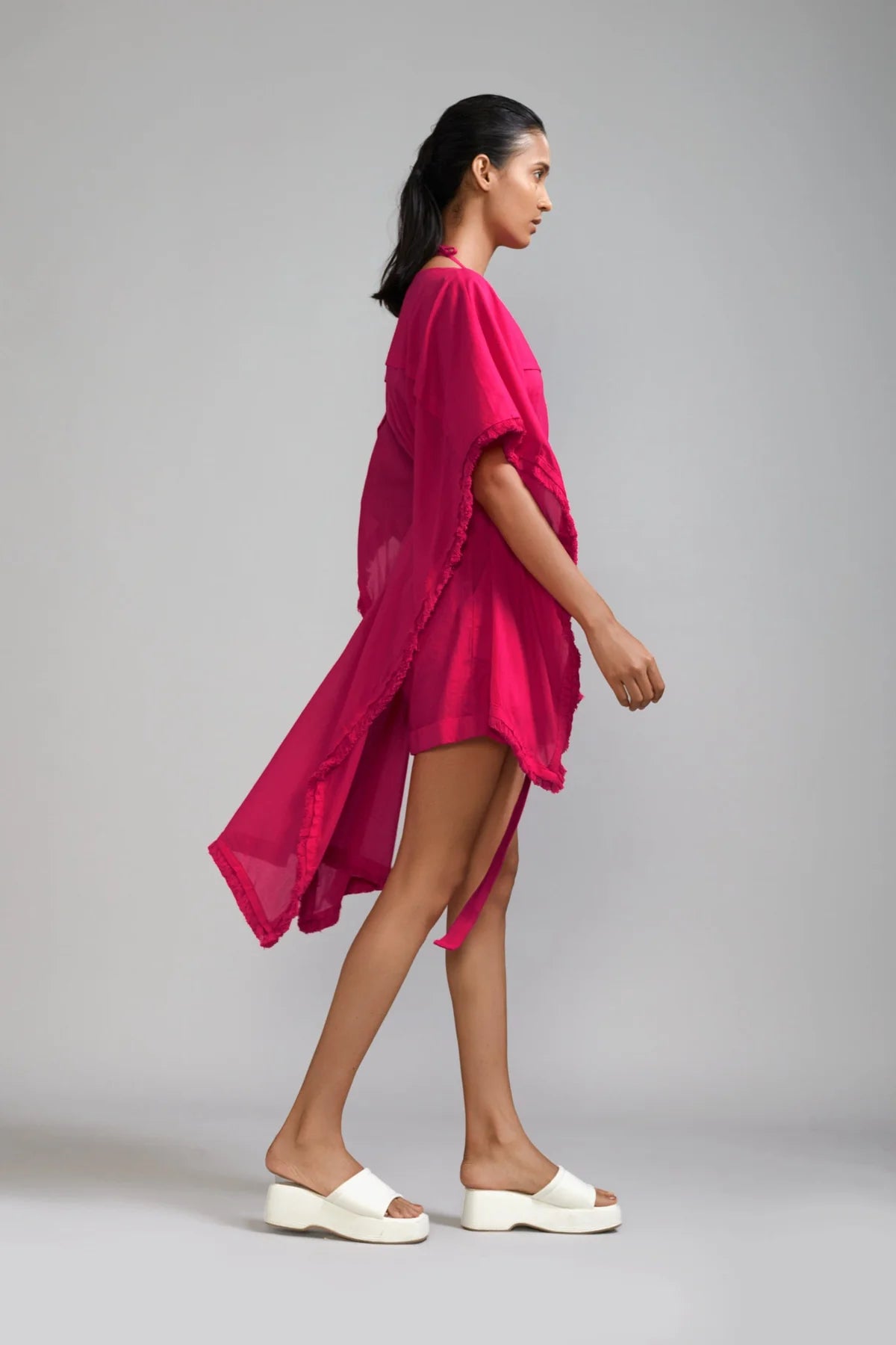 Pink Fringed Kaftan Co-Ords Set (3 PCS)