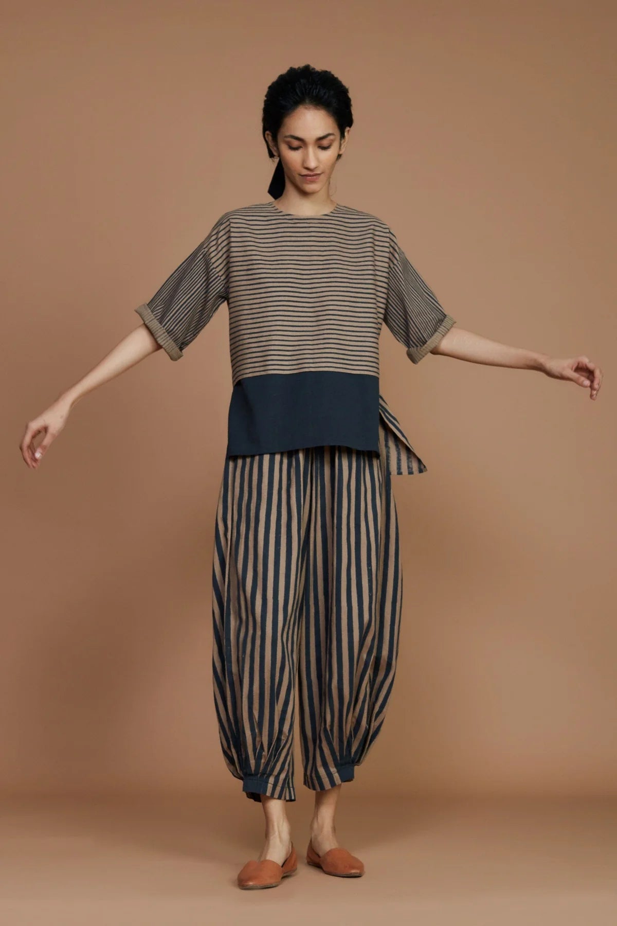 Brown with Charcoal Striped CB Ekin Co-Ord Set