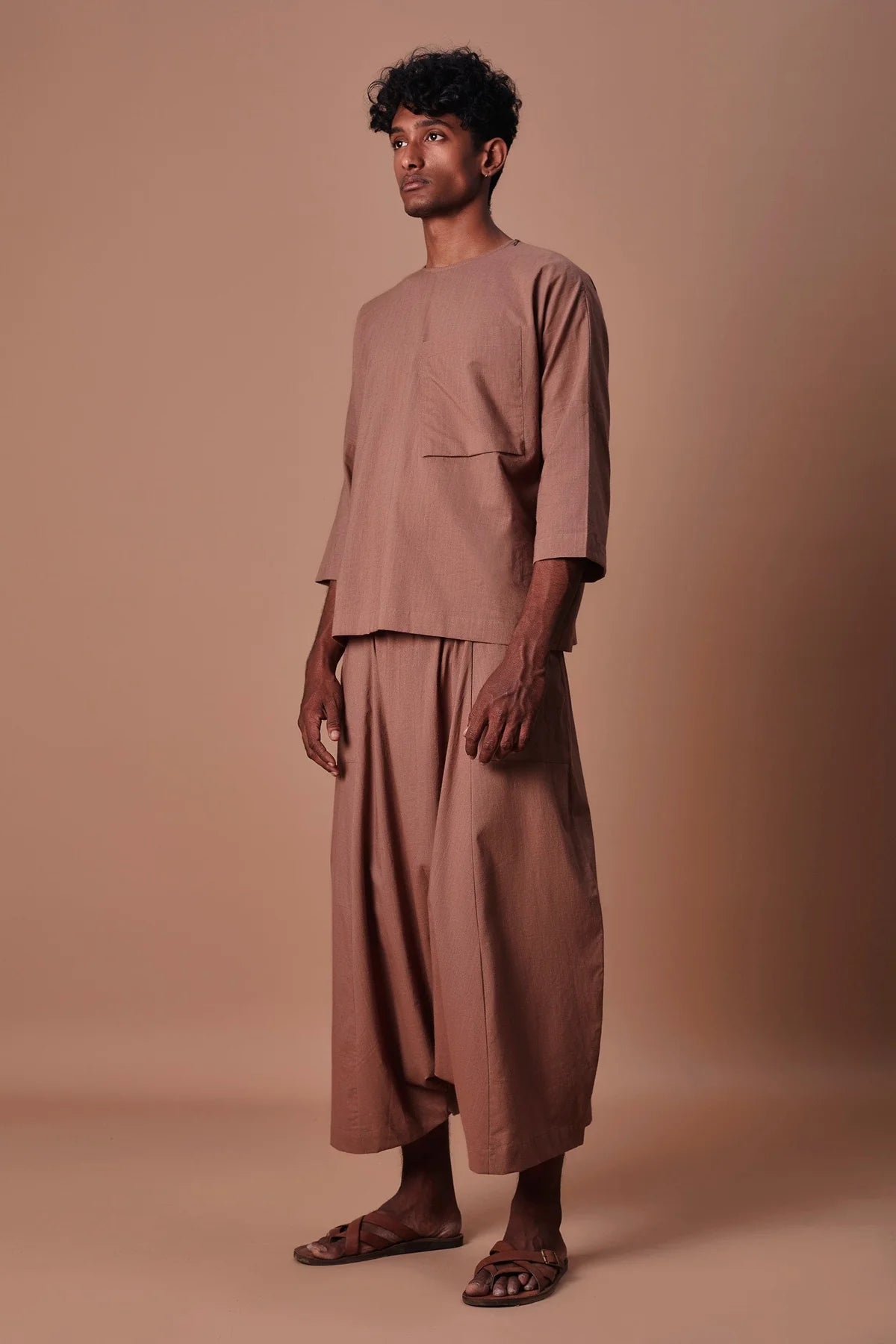 Brown Cross Pocket Top