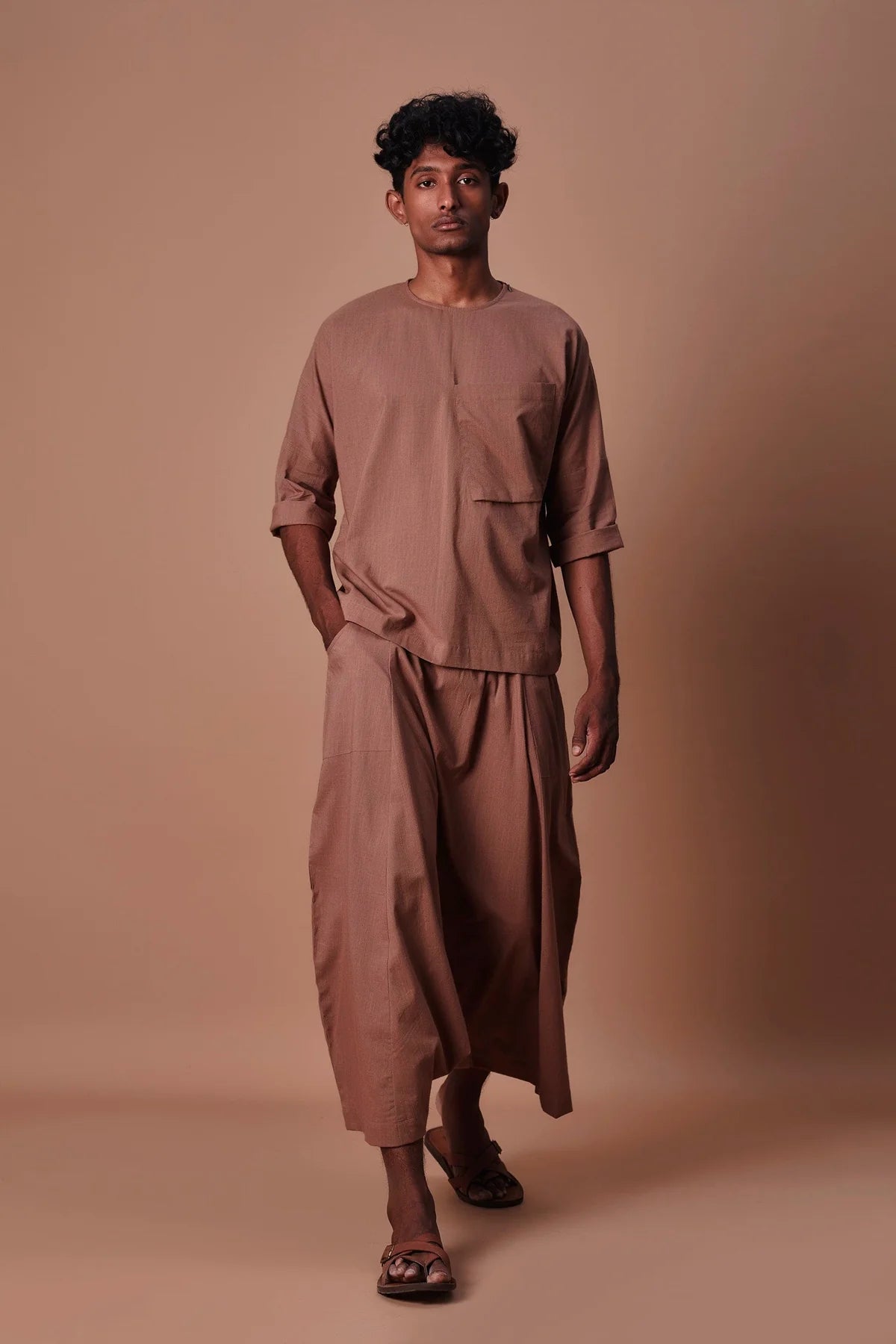 Brown Cross Pocket Top