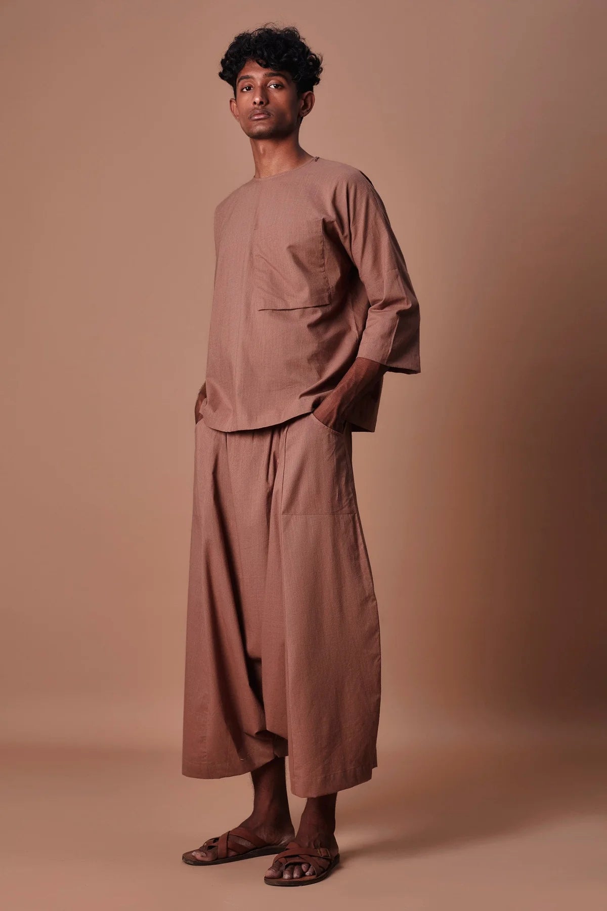 Brown Cross Pocket Top