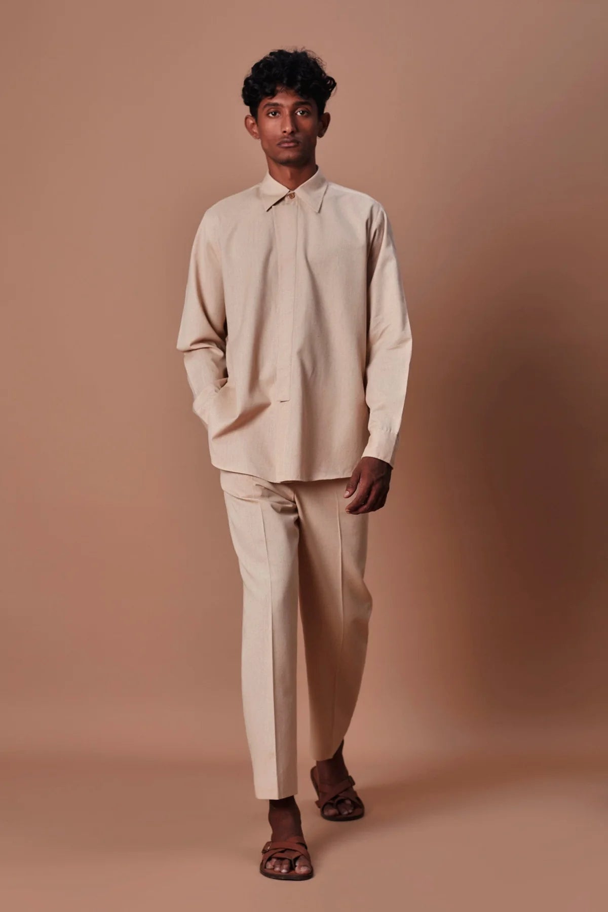 Men's Beige Ankle Pants