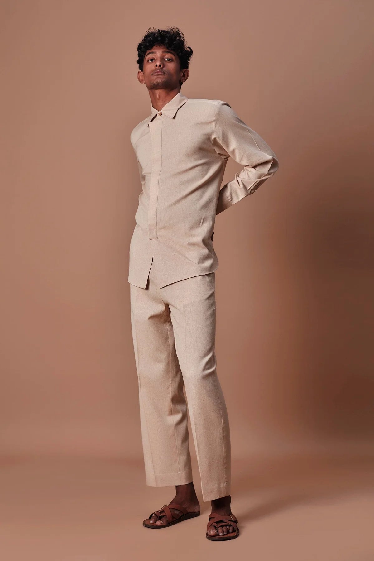 Men's Beige Ankle Pants