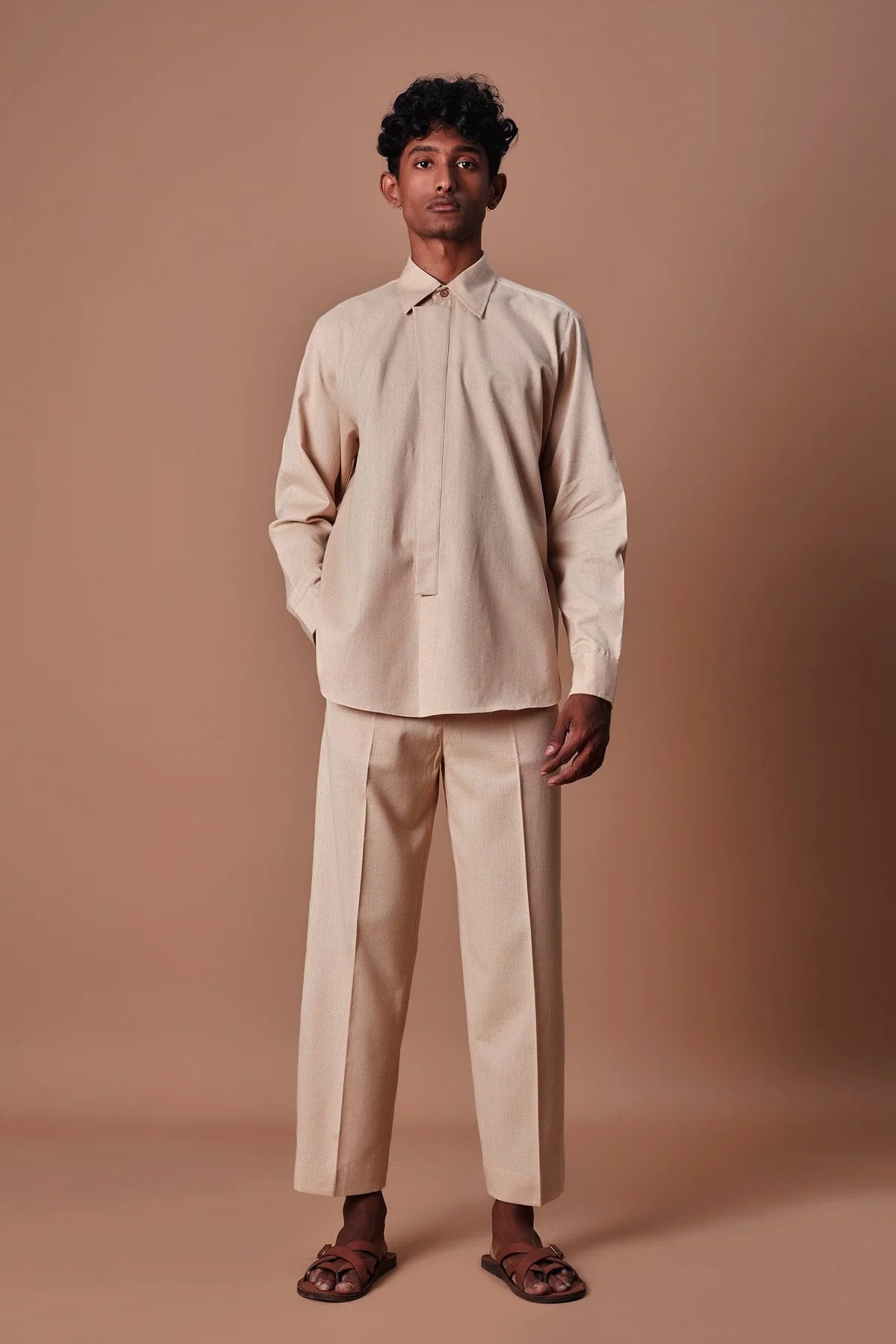 Men's Beige Ankle Pants