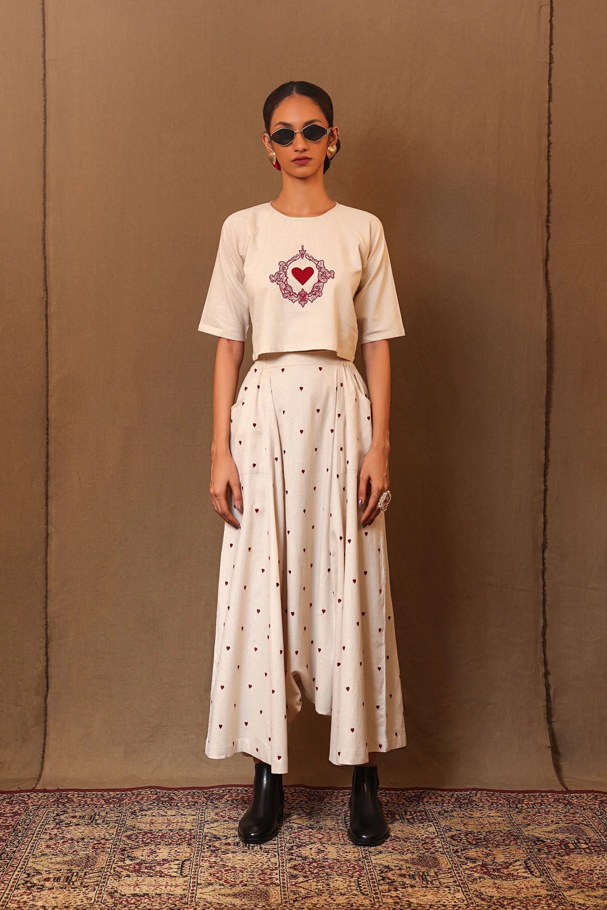 Off-White Solo EMB Heart crop Top