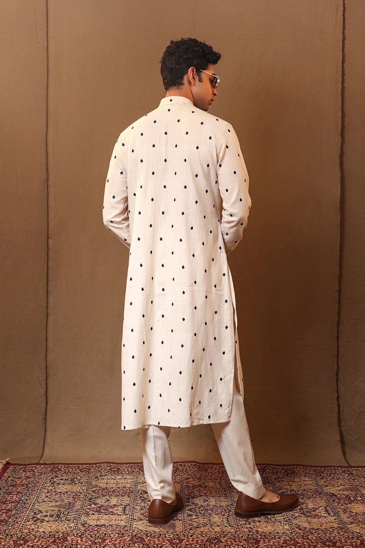 Off-White Spade EMB Belted Kurta