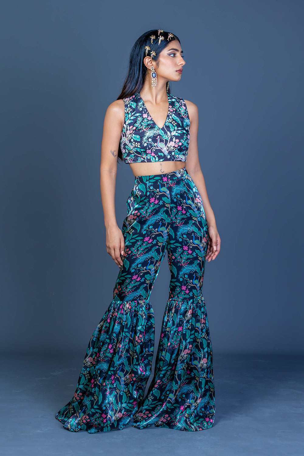Midnight Peacock Charm Coord Set