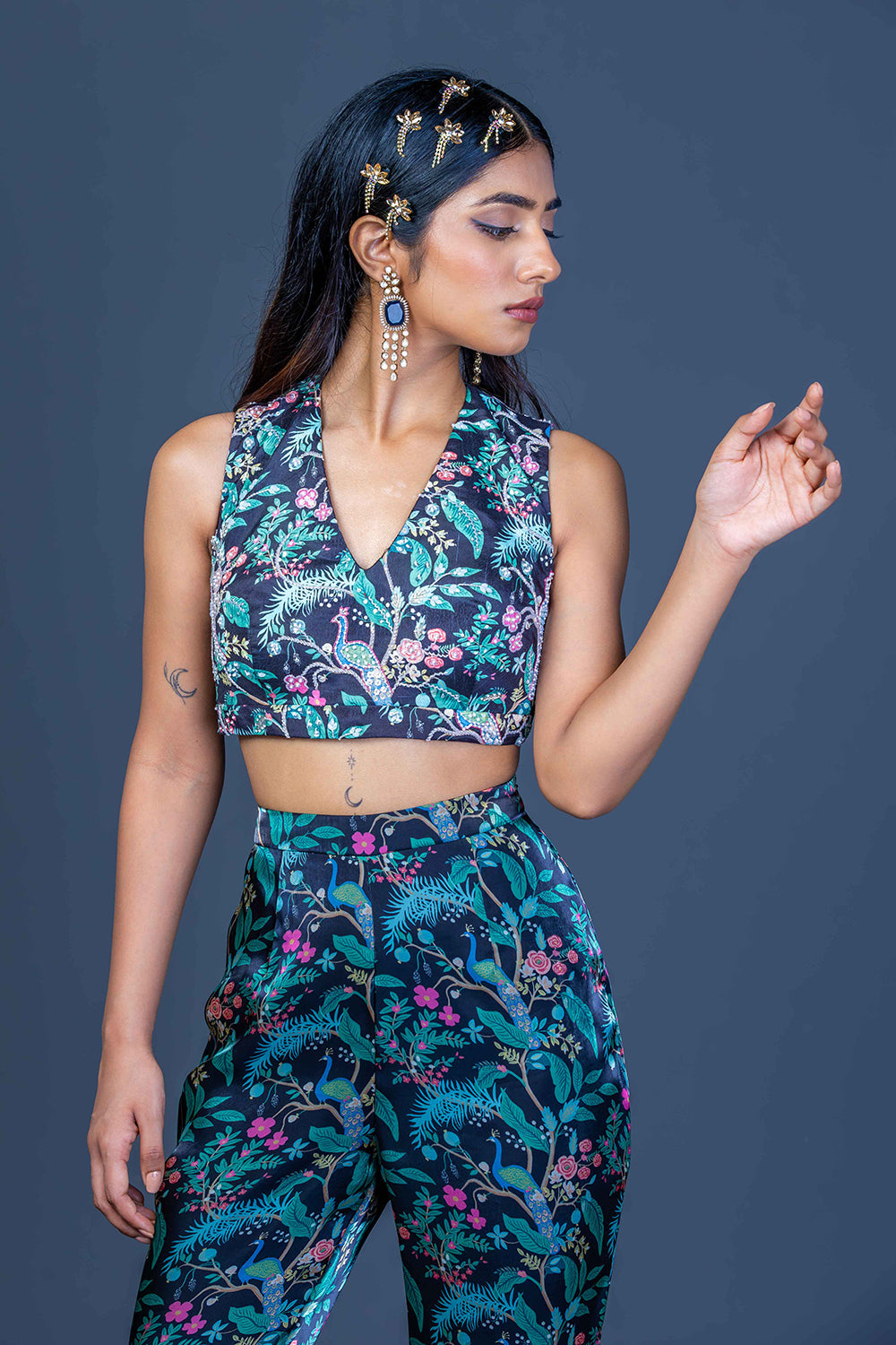Midnight Peacock Charm Coord Set
