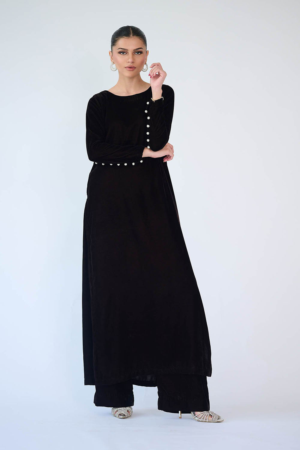 Midnight Pearl Velvet Suit Ensemble